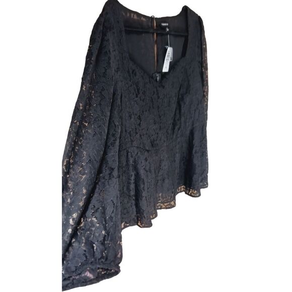 Torrid New Plus Size Black Peplum Lace Puff Sleeve Top. - Picture 4 of 12
